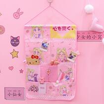 Girl heart cute student cloth hanging stationery storage bag wall hanging bag dormitory bed side door finishing hanging pocket