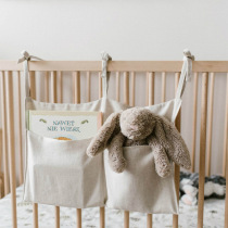 Nordic baby bedside linen cotton hanging bag multifunctional diaper towel toy storage bag childrens room decoration