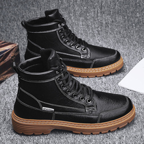 Martin Boots Man Shoes High Help Summer 2022 New Inlun Wind Leisure Tooling Boots Waterproof Black Leather Boots Short Boots