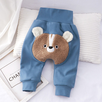 Baby pants plus velvet pants autumn and winter wear high waist Belly Belly Belly Belly men and women Baby children cotton thick pants