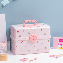 Children Hair Accessories Containing Box Large Capacity Hairpin Leather Fascia Baby Head Rope Ornament Girl Card Box Multilayer Shelve