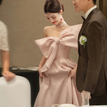 Pink evening dress female 2021 New temperament celebrity birthday light luxury host engagement light wedding bride toast