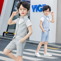 Boy suit suit suit summer flower boy dress childrens suit boy performance costume host performance suit