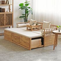 New Chinese style Luo bed Han push-pull day bed solid wood sofa bed small apartment telescopic living room simple modern imperial concubine couch