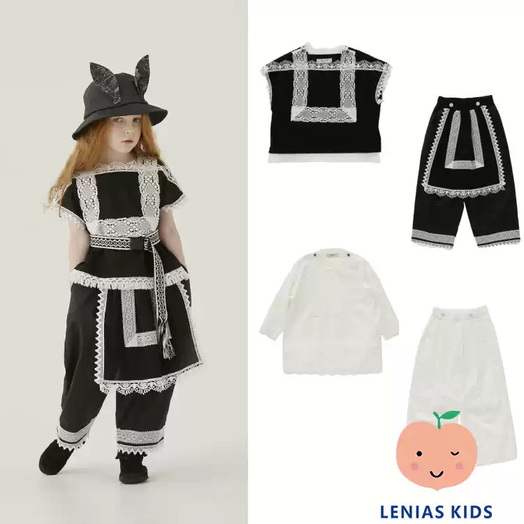 lenias LN家 eLfinFolk 24SS春夏 女童 蕾丝上衣裤子套装