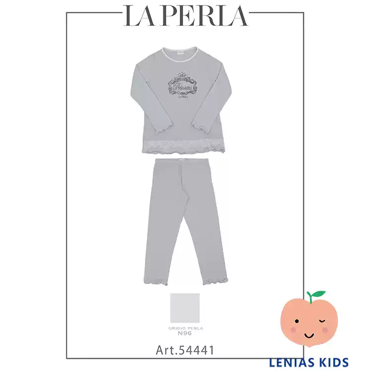 lenias LN家 LA PERLA23SS春夏女童灰色蕾丝柔软睡衣套装