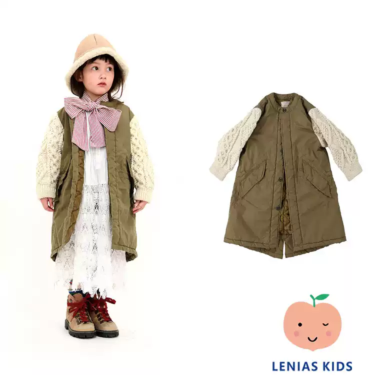 LeniasLN家 Denim Dungaree23AW秋冬 针织拼接长款棉服