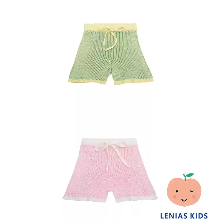 Lenias LN家Paade mode21SS春夏百搭抽绳拼接针织短裤