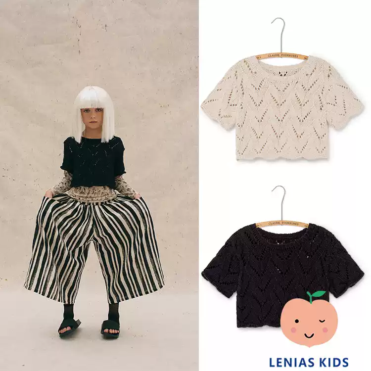 lenias LN家LCF21SS春夏 洋气超短裤镂空针织上衣tee
