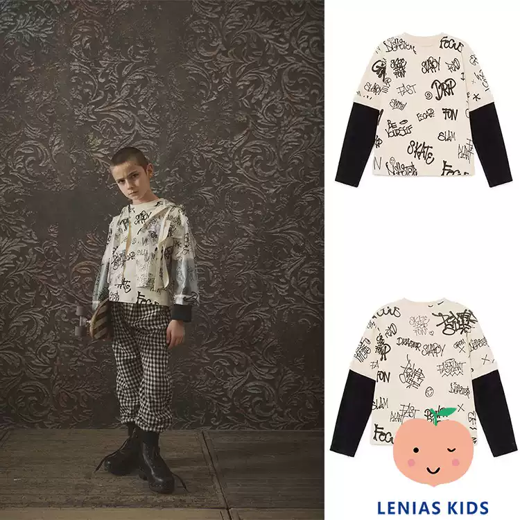 lenias LN家LCF21AW秋冬男女款百搭全棉字母假两件卫衣