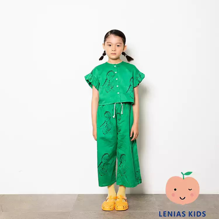 lenias LN家folk made21SS春夏 绿色印花柔软舒适套装