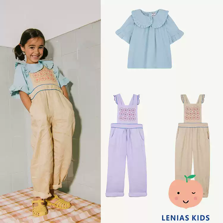 lenias LN家 yellow pelota 22SS春夏衬衫＋背带裤套装