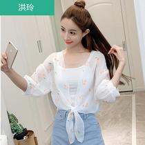 Wild Chiffon shawl short dress female student Korean summer loose thin coat outside air conditioning cardigan
