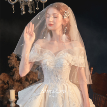 Wedding dress 2021 new bride shoulder European style super fairy dream Hepburn retro luxury Starry Dress