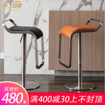 Stainless steel bar chair Household modern simple bar chair lifting leather bar chair front desk chair rotating light luxury high stool