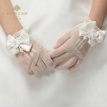 Childrens wedding gauze flower childrens dress gloves girls princess skirt mesh stretch gloves Bride wedding gloves accessories