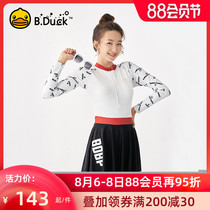 B Duck little yellow duck one-piece swimsuit female Korean ins 2021 new summer small long-sleeved skirt conservative