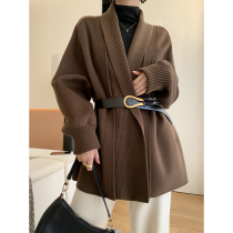 FT GUOGE Curry woolen coat women 2021 autumn and winter new high-end retro temperament short double-sided tweed coat