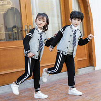 Kindergarten garden clothes spring and autumn three sets of British style men and womens class clothes cotton autumn primary school uniforms sportswear