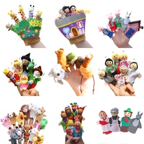 Small Red Hat Finger Puppet Toys Children Plush Gloves Dolls Parent-child Fairy Tales Screenplay Talk Props Family