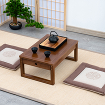 Household floating window bamboo solid wood small coffee table simple sitting on the ground small apartment table Japanese tatami low square kang table