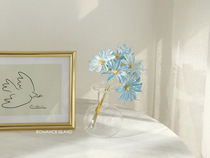 Mandao Japanese-style small fresh blue chrysanthemum dried flowers simple glass bottle home desktop decoration