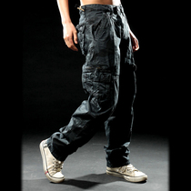 Autumn outdoor camouflage pants mens loose straight multi-pocket trousers large size casual military pants overalls pants Tide brand ins