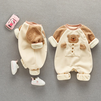 Korean baby autumn and winter clothes female baby jumpsuit full moon cute out ha clothes newborn autumn dress tide