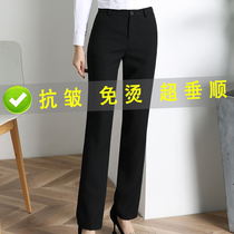 High-waisted suit pants womens spring and autumn feeling of professional clothes suit work pants black work dress pants long thin thin