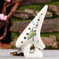 Beginner 12 holes hand-painted pottery flute professional playing tenor F tune student practice performance beginner self-learning peach flute