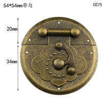 Guangzhou round 54mm with hook antique gift box box buckle furniture hardware accessories jewelry box lock buckle antique lock iron