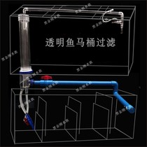 Modified Sensen fish tank transparent toilet triple overflow set feces separator with drainage four-fold upper and lower pipe fittings