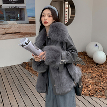 Fox fur fur coat womens short 2021 new leather hair hair one coat Womens Young