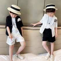 Summer boys small suit jacket handsome childrens casual suit two-piece foreign flower girl catwalk