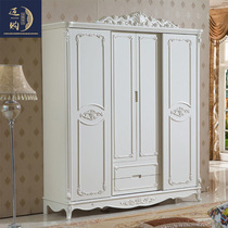 European-style wardrobe sliding door Bedroom four-door wardrobe overall large wardrobe French sliding door 2 meters wardrobe solid wood sliding door