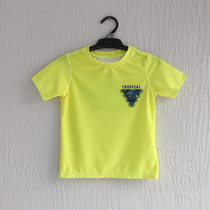 Small discount _ 儿童 折扣 ▏_ Childrens fluorescent color swimsuit Large and small childrens split swimming top sunscreen boys short-sleeved swimsuit