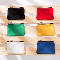 Buy one get a free canvas coin wallet solid color card earphone bag zipper key bag simple coin bag