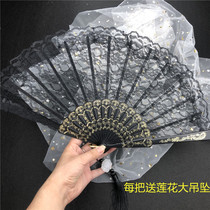 Placing the new nostalgic Loli disease Jiao Gothic Lolita retro style Japanese style and wind lace feather Cheongsam fan