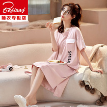 Sleeping dress Women Summer 2022 New pure cotton short sleeves Home Clothing Thin style Spring and autumn Advanced senses Sleeping Han version Fan Summer