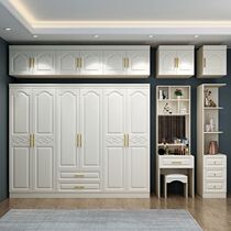 European household bedroom five-door wardrobe plus dresser one simple modern economical wooden assembly large wardrobe