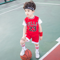 Boy suit Chardress basketball suit 2022 new childrens performance clothes in childrens jersey pure cotton short sleeves Two sets