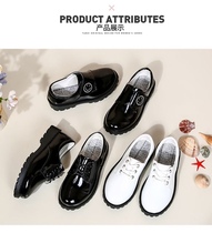 Boys leather shoes black leather spring and autumn baby middle child White single shoes student performance shoes children little boy shoes