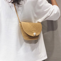 Grass woven bag female 2021 new ins net red rattan woven bucket bag beach vacation woven shoulder messenger bag