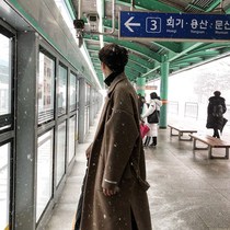 Windbreaker mens winter mens woolen coat long over the knee loose thick warm Japanese handsome woolen coat