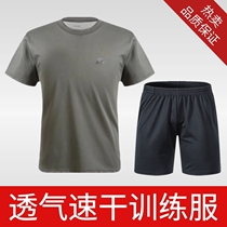 Physical training suit suit summer men and womens physical fitness short-sleeved shorts quick-drying breathable T-shirt physical clothing Lu mens round neck