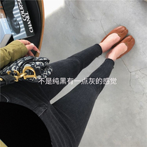 Pregnant women pants autumn wear autumn and winter plus velvet large size jeans autumn black feet bottoming trousers spring and autumn