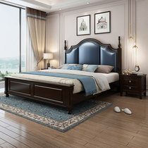  American solid wood bed 1 8 meters light luxury bed Double bed Modern minimalist 1 5 meters white princess bed Master bedroom wedding bed