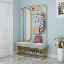 Door-to-door shoe stool entrance shoe cabinet multifunctional combination coat rack wearing shoes stool stool integrated light luxury household mirror
