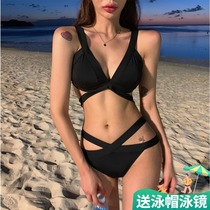  DK swimsuit 2021 new European and American sexy bikini split three-point hot spring small chest gathered swimsuit female summer