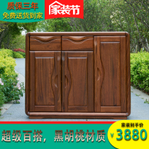 Black walnut full solid wood shoe cabinet Foyer entrance shoe cabinet Simple modern household Chinese living room storage locker